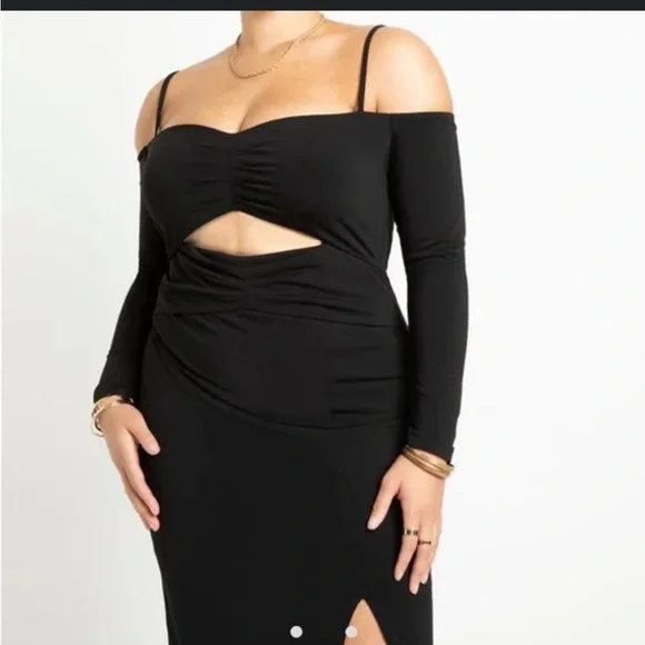 Eloquii Knit Cut-out Dress Black Plus 22W party LBD bikercore whimsigoth EUC fem - Picture 5 of 6